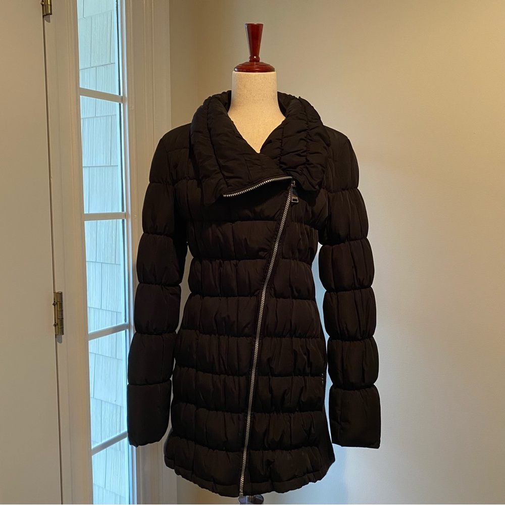 Calvin Klein Black Puffer Coat with Angled Zipper Women’s Size M